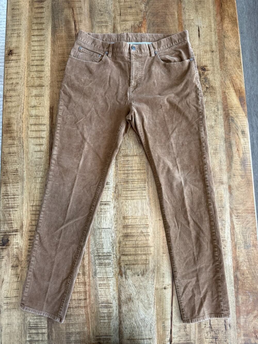 Brooks Brothers Corduroy Pants Men's 35x32 Tan Cotton Slim Fit 5 Pocket